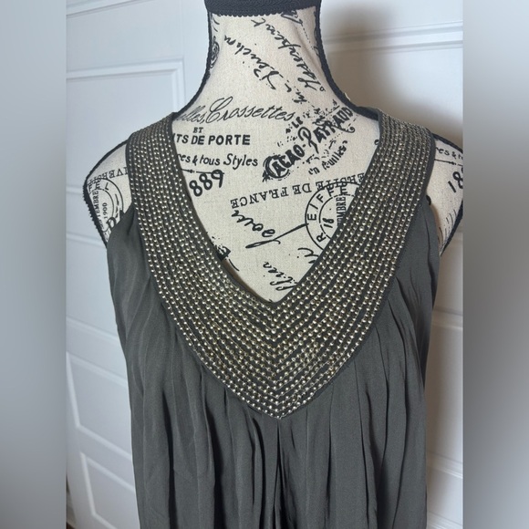 ALICE + OLIVIA silk chiffon sequin bib racerback tank top tunic Earth Color NWT - Picture 2 of 8